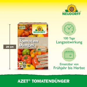 Neudorff Azet Tomaten-Dünger 2,5kg Packung mit Tomatenabbildung.