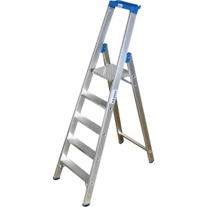 Krause Profi Stufen-Stehleiter Stabilo mit 5 Stufen, Aluminiumleiter.