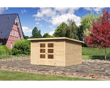 cm Holz-Gartenhaus Unbehandelt Karibu bei Natur Stockach 301 Pultdach cm 242 x kaufen OBI