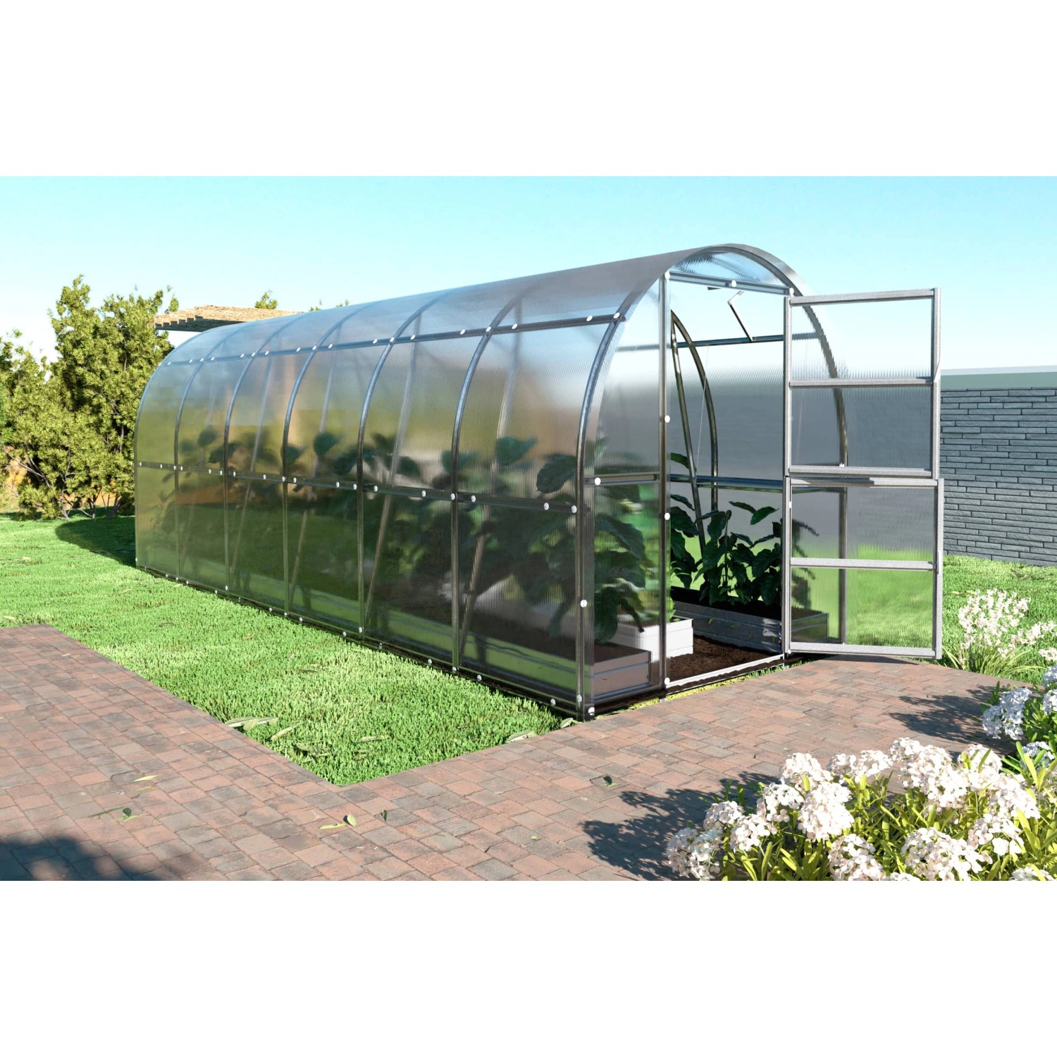 Klasika Greenhouses Slim*KLASIKA Gewächshaus 12m², 2m x 6m mit 4 mm Polycar günstig online kaufen
