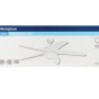 Verpackung des weißen Westinghouse Deckenventilators Bendan mit LED-Beleuchtung und Fernbedienung.