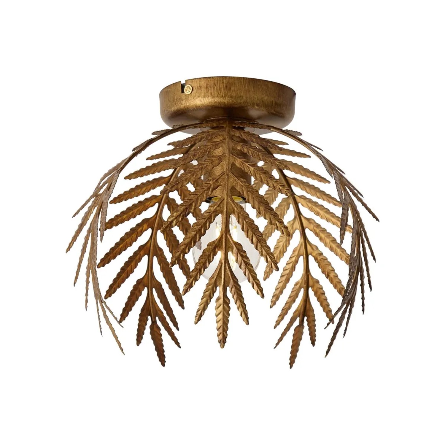 QAZQA Vintage Deckenleuchte Gold Botanica, 24 cm, mit filigranen Farnblättern. Für Flur, Schlafzimmer.