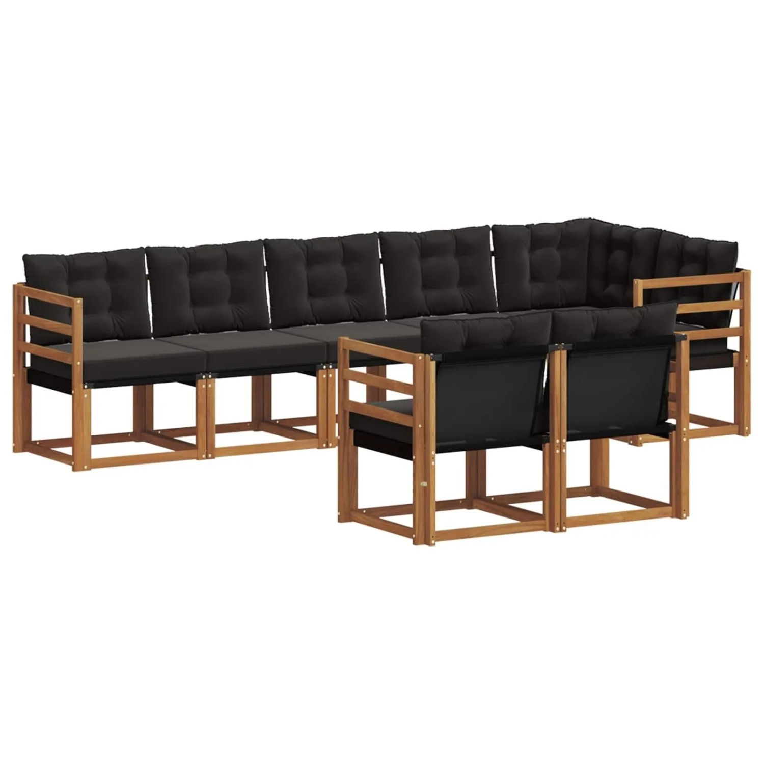 vidaXL Outdoor-Sofagarnitur mit Kissen 8-Tlg Natur und Schwarz 3368775