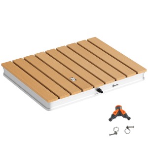 Outsunny Bodendusche aus Acryl und Aluminium in Naturholzoptik, inklusive Anschlusszubehör.