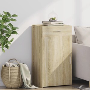 vidaXL Sideboard Sonoma-Eiche, 50x42,5x93 cm, Holzwerkstoff mit Schublade und Tür.