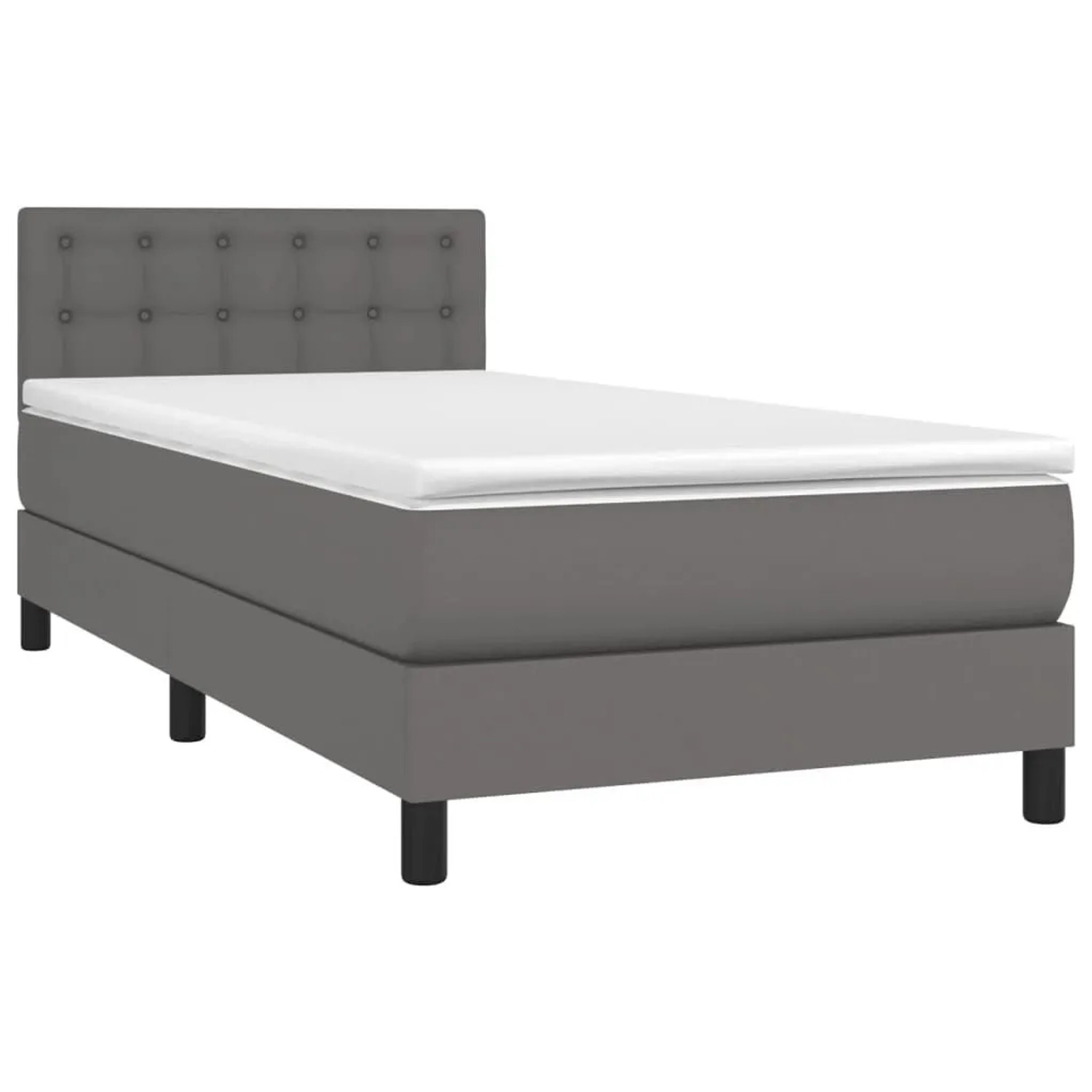 vidaXL Boxspringbett mit Matratze & LED Grau 90x200 cm Kunstleder 3134205 günstig online kaufen