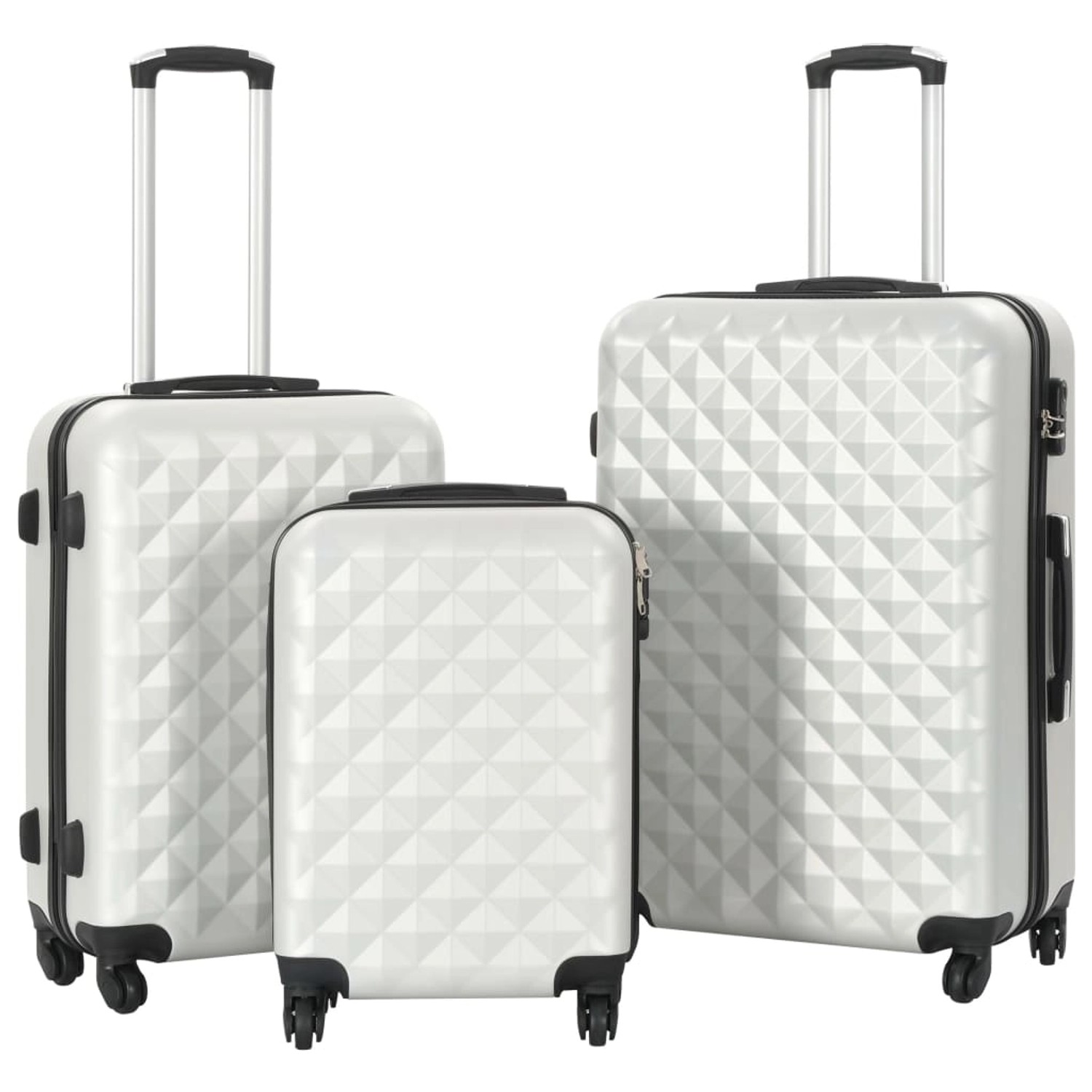 vidaXL Hartschalen-Trolley-Set 3 Stk Helles Silber ABS 91887