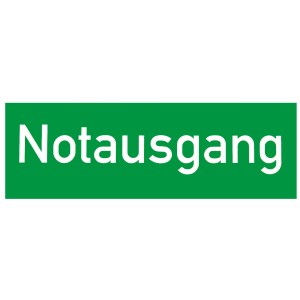 Grünes Notausgang Schild aus Kunststoff, 105x300mm, selbstklebend.