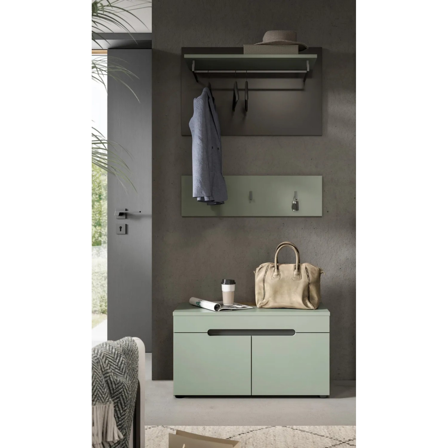 Inn.Furn Garderobenpaneel Set in Salbei und Grau 80 cm Cooper_6