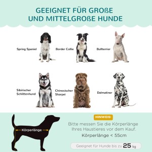 Geeignete Hunderassen bis 25 kg für PawHut Hundesofa: Spaniel, Collie, Sharpei, Dalmatiner u.a.