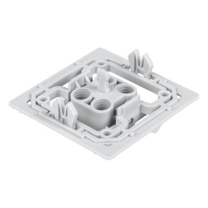 Homematic IP Adapter für ELSO Joy Schalterserie. Grauer Kunststoffrahmen zur Integration in Hausautomation.