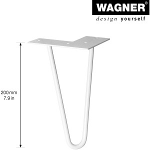 Wagner Möbelbein Hairpin, 200 mm, hellgrau, aus Stahl, für individuellen Möbelbau.