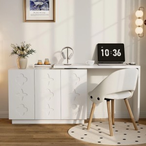 okwish Schreibtisch Eck Computertisch Drehbar Für Büro Wohnzimmer 110x40x75cm Weiß