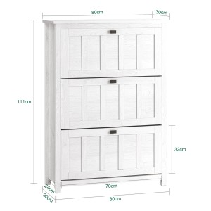 Weißer SoBuy Schuhkipper FSR162-W mit 3 Klappen als Schuhschrank/Schuhregal.