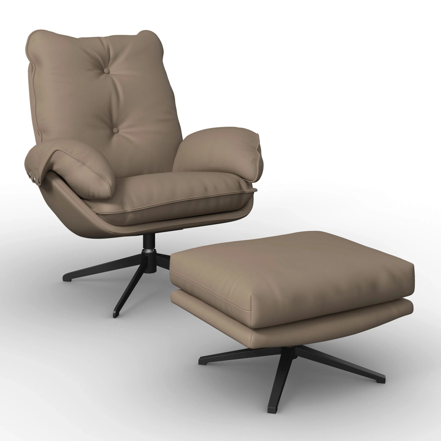 Bessagi Home Sessel Andrea Lederlook Braun Drehbar