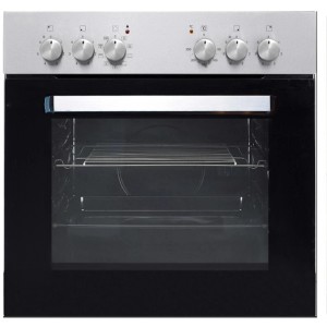 PKM Einbauherd-Set BIC7 2KB-GK-IX-2 in Edelstahl und Schwarz mit Glaskeramik-Kochfeld.