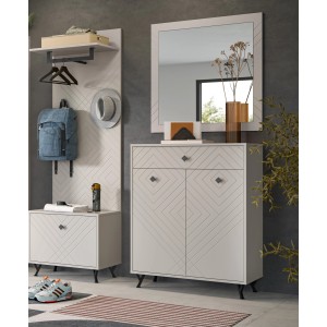Inn.Furn Garderoben-Set 4-teilig Sand 195 cm mit Fräsungen Apunti
