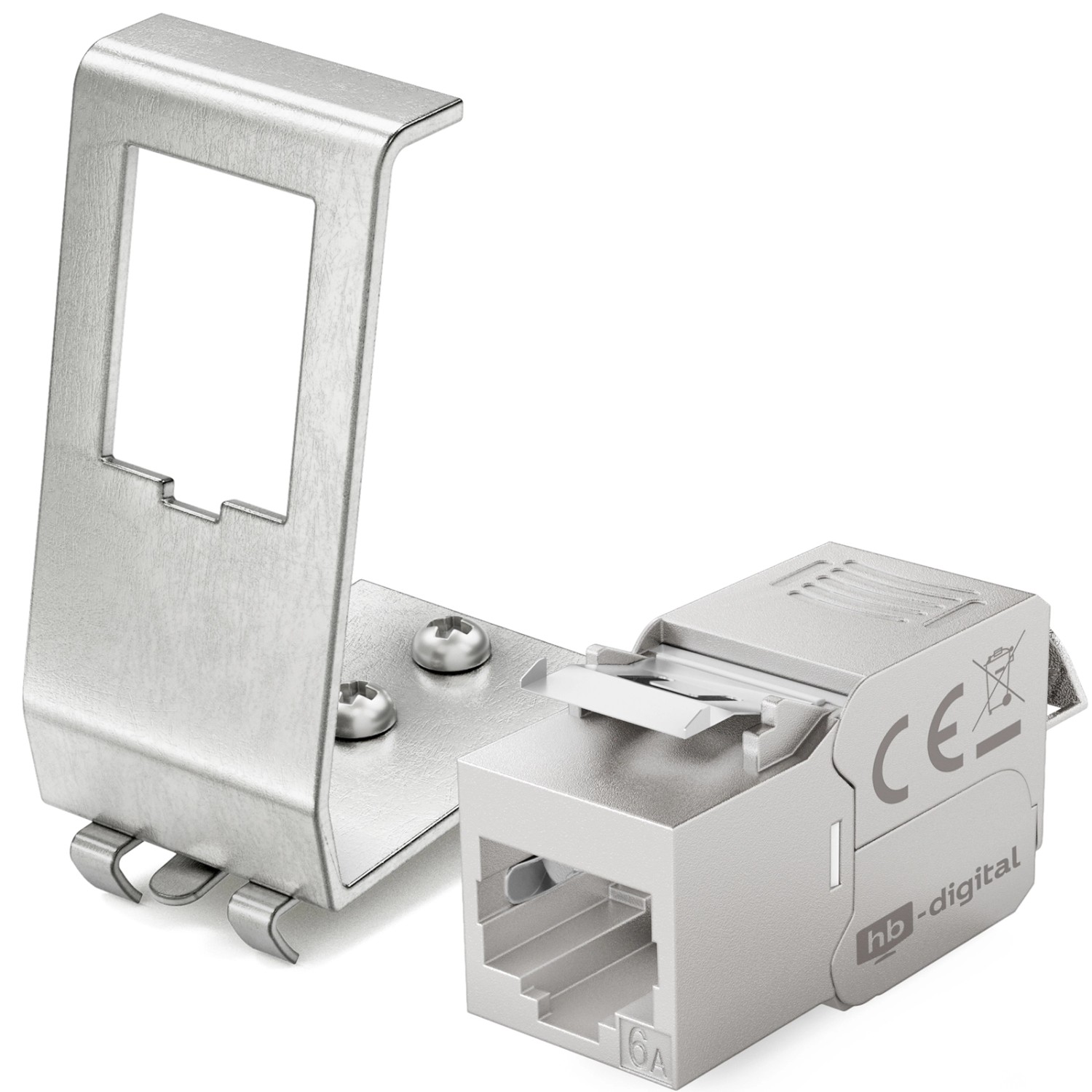 hb-digital 1-Port Hutschienenadapter mit CAT.6a Keystone Modul RJ45
