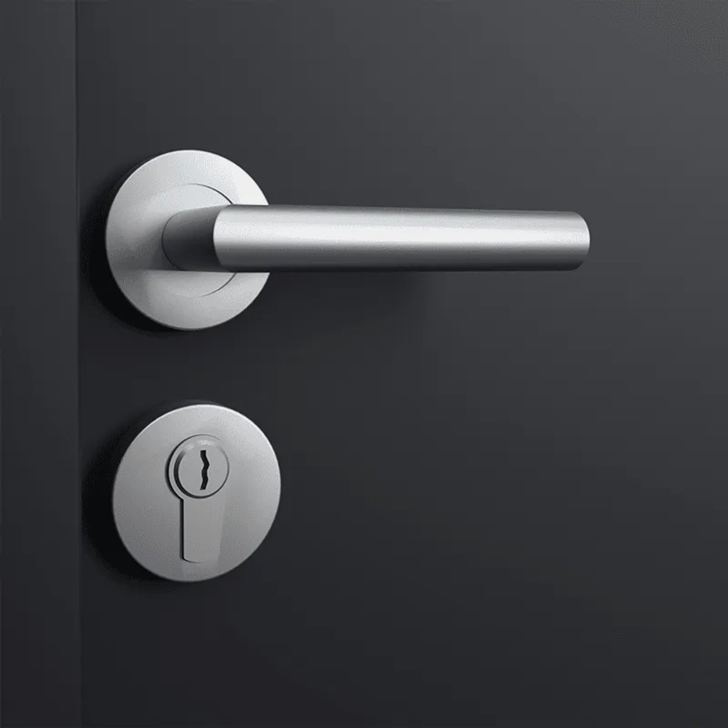 FM Türen Nebeneingangstür NBT56 Anthrazit mit Drückergarnitur und Profilzylinder.