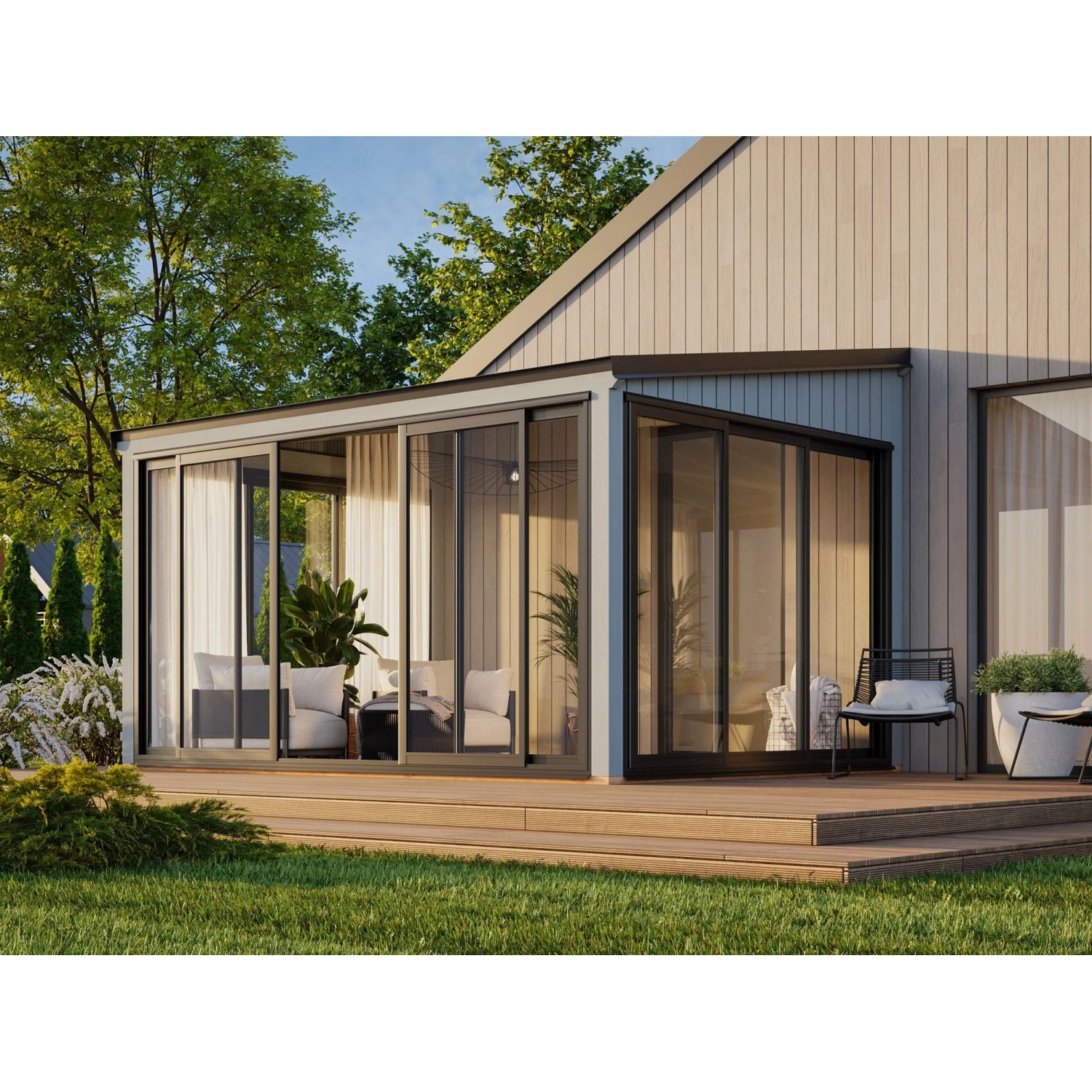 Palmako Holz-Gartenhaus Lumi Slide Pultdach Lackiert 420 cm x 297 cm 11,6 m²