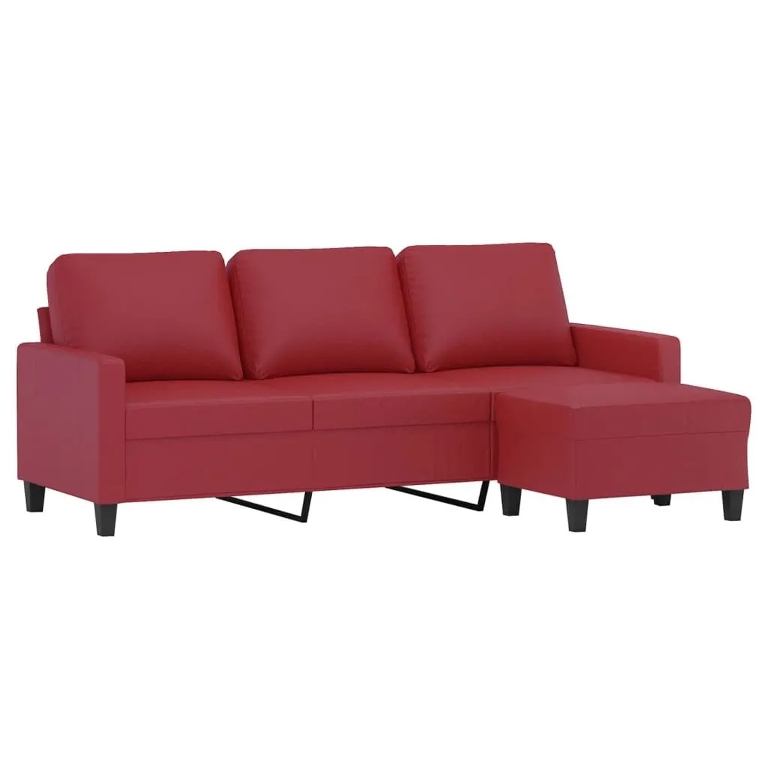 vidaXL 3-Sitzer-Sofa mit Hocker Weinrot 180 cm Kunstleder 3201027 günstig online kaufen
