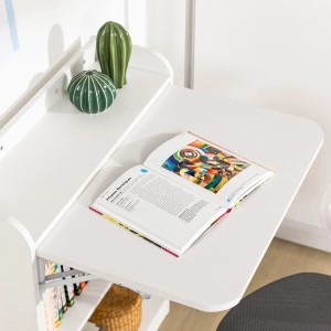 SoBuy Klapp-Schreibtisch FWT92-W, weiß, mit Ablagen. Ideal als Computertisch oder platzsparender Arbeitstisch.