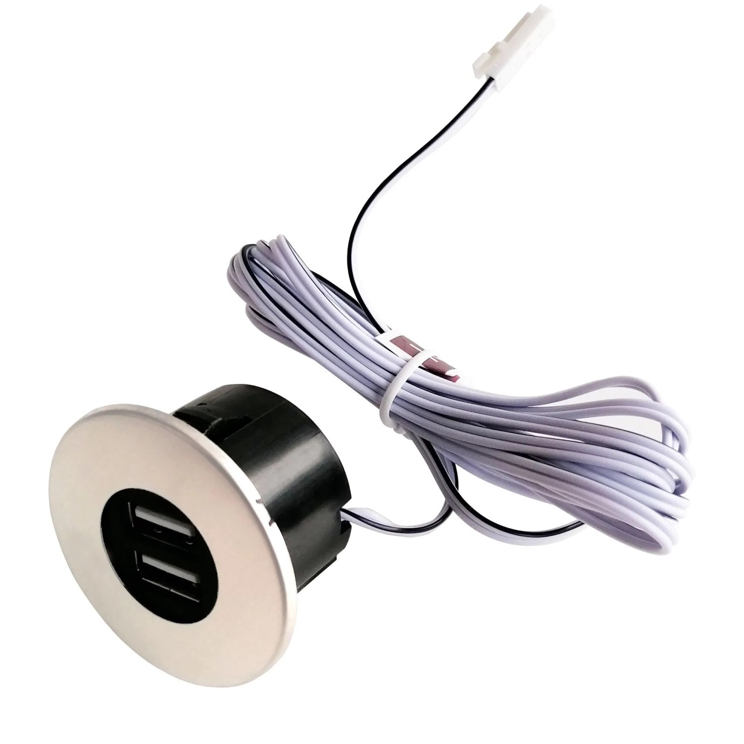 kalb Einbau USB Hub 12V für Smartphone Tablet E Reader Möbel und Tischplatten Edelstahl