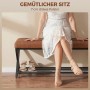 Braune HOMCOM Schuhbank aus Kunstleder mit 7 cm gepolstertem Sitz, schwarzem Stahlrahmen und Schuhregal.