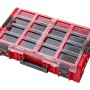 Roter PROREGAL QBRICK Sortimentskasten One 2XL mit transparentem Deckel und Fächern.