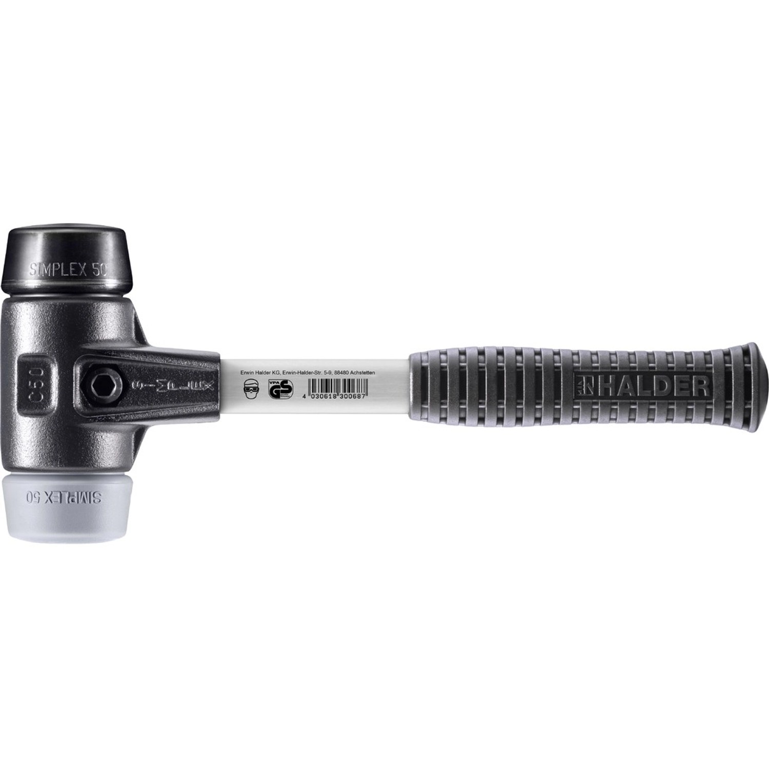 Halder Simplex Schonhammer Ø 50 mm Gummi Schwarz   TPE-mid Grau mit Verstär günstig online kaufen
