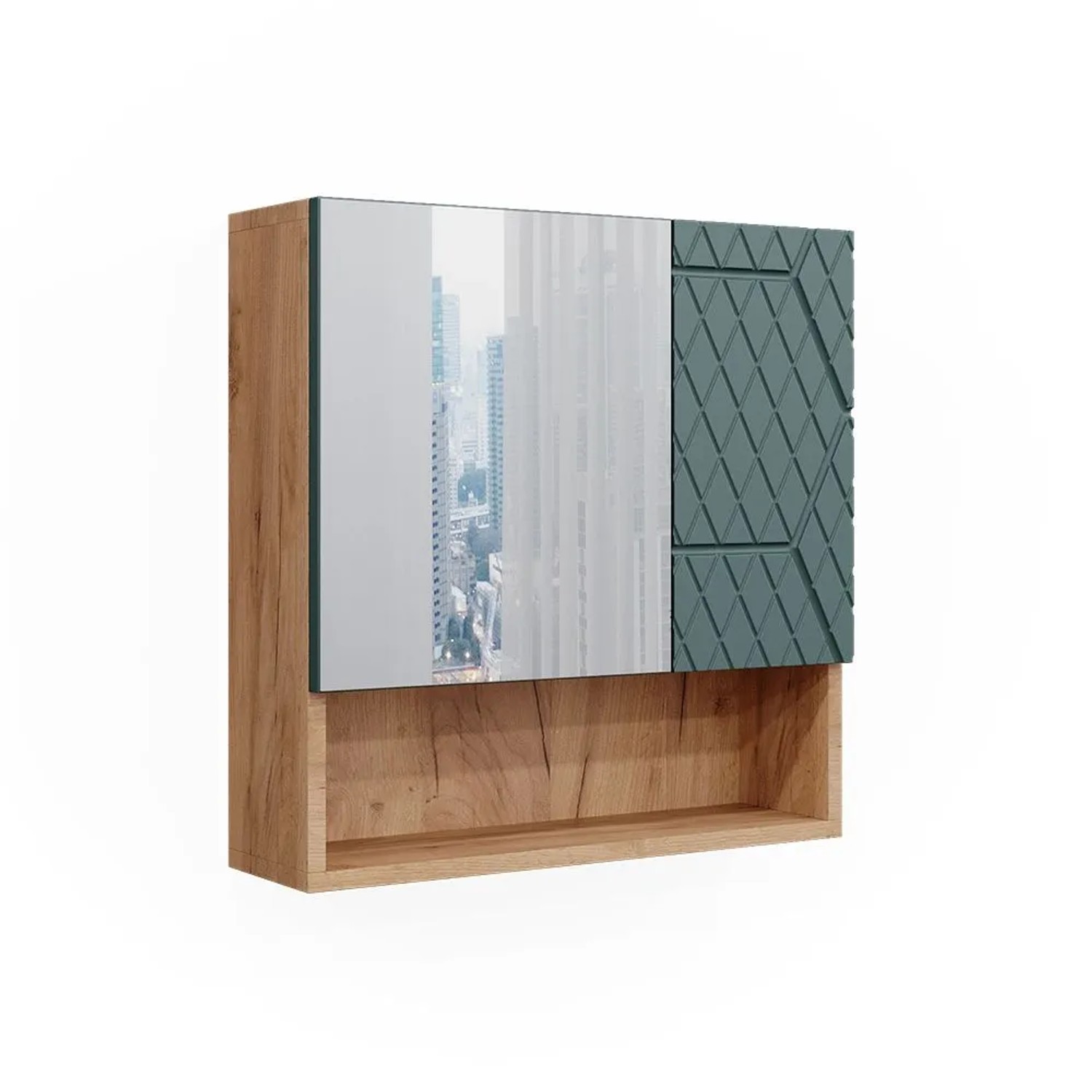 Vicco Badspiegelschrank Irma Grün Goldkraft Eiche 54 x 55