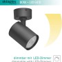 Schwarzer, dimmbarer Oktaplex Bora LED Deckenstrahler mit GU10 Leuchtmittel.