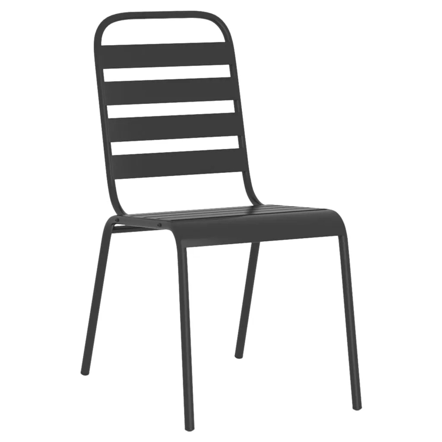 Anthrazitfarbener Gartenstuhl aus Stahl, Teil der 5-tlg. vidaXL Essgruppe Modell 13.