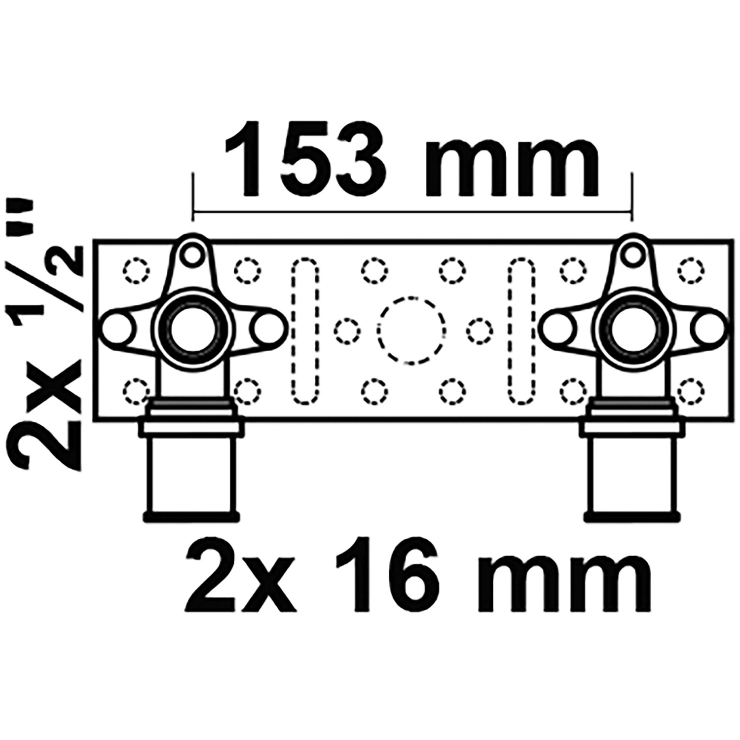 Kirchhoff MS-Montageeinheit, blank, 16 mm x 18,7 mm (1/2 IG), Stichmaß 153 mm, für Pressfittings.
