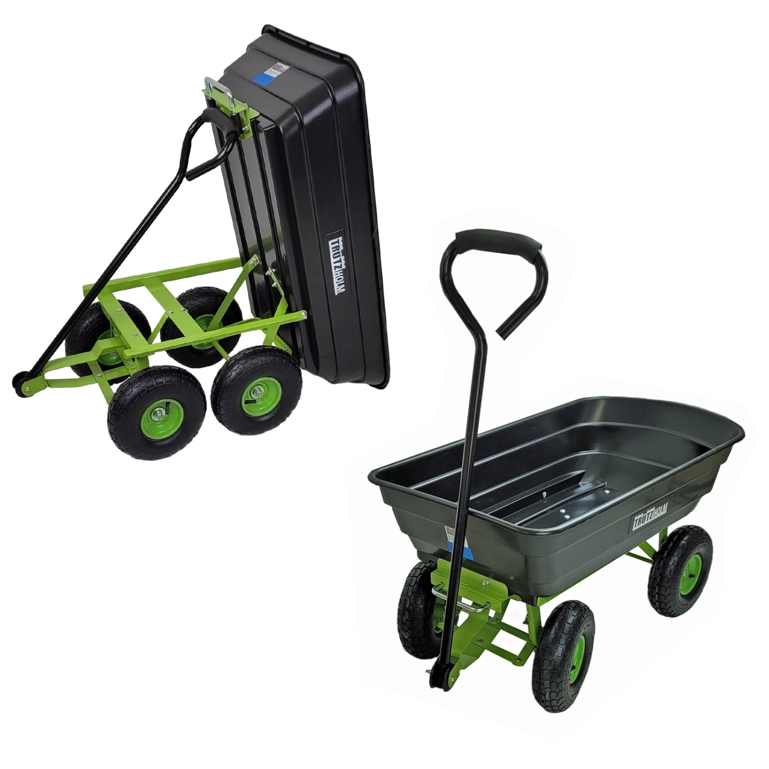 TRUTZHOLM Gartenwagen Kippbar Tragkraft 300 kg Schwarz Grün