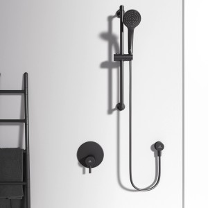 Ideal Standard Ceraline Unterputz Brausearmatur in Schwarz mit Handbrause und Brausestange.