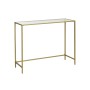 Vasagle Konsolentisch mit Hartglasplatte und goldenem Metallgestell, 100x35x80 cm.