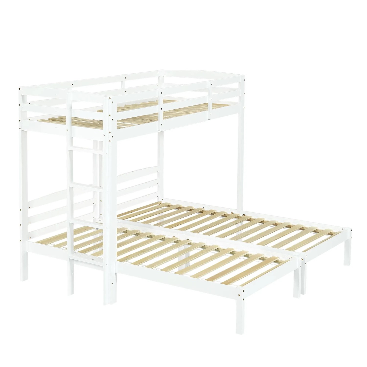 okwish Dreierbett 90x200cm mit Seitenleiter Kinderzimmer Weiß ohne Matratze