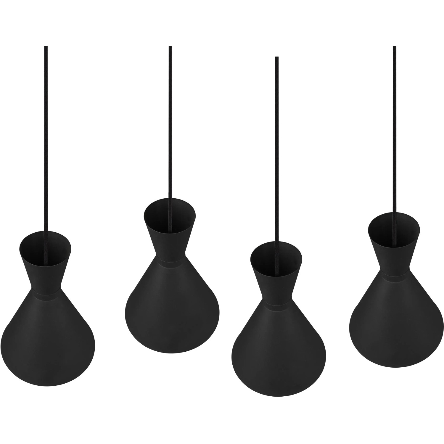 Schwarze, matte Reality Pendelleuchte Enzo mit vier Lampen für E14 Leuchtmittel.