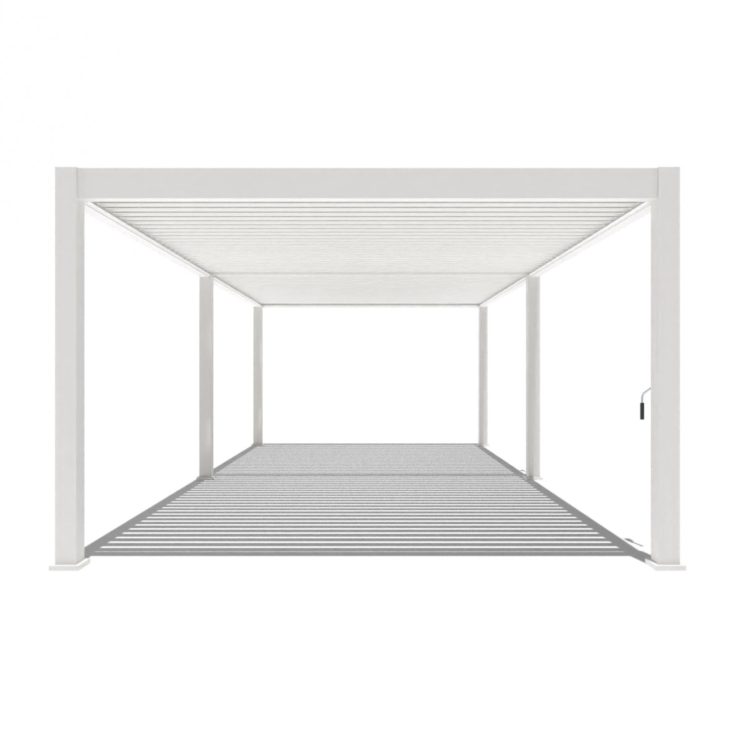 Freistehender, weißer 4x8 m Weide Deluxe Plus Aluminium Pavillon mit Lamellendach.