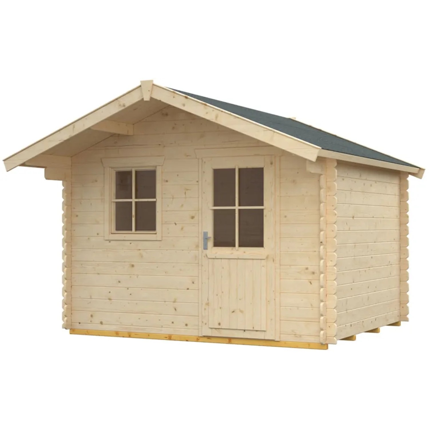 Skan Holz Gartenhaus Como 3, naturbelassen, 300x300 cm. Holz-Gartenhaus mit Fenster und Tür.
