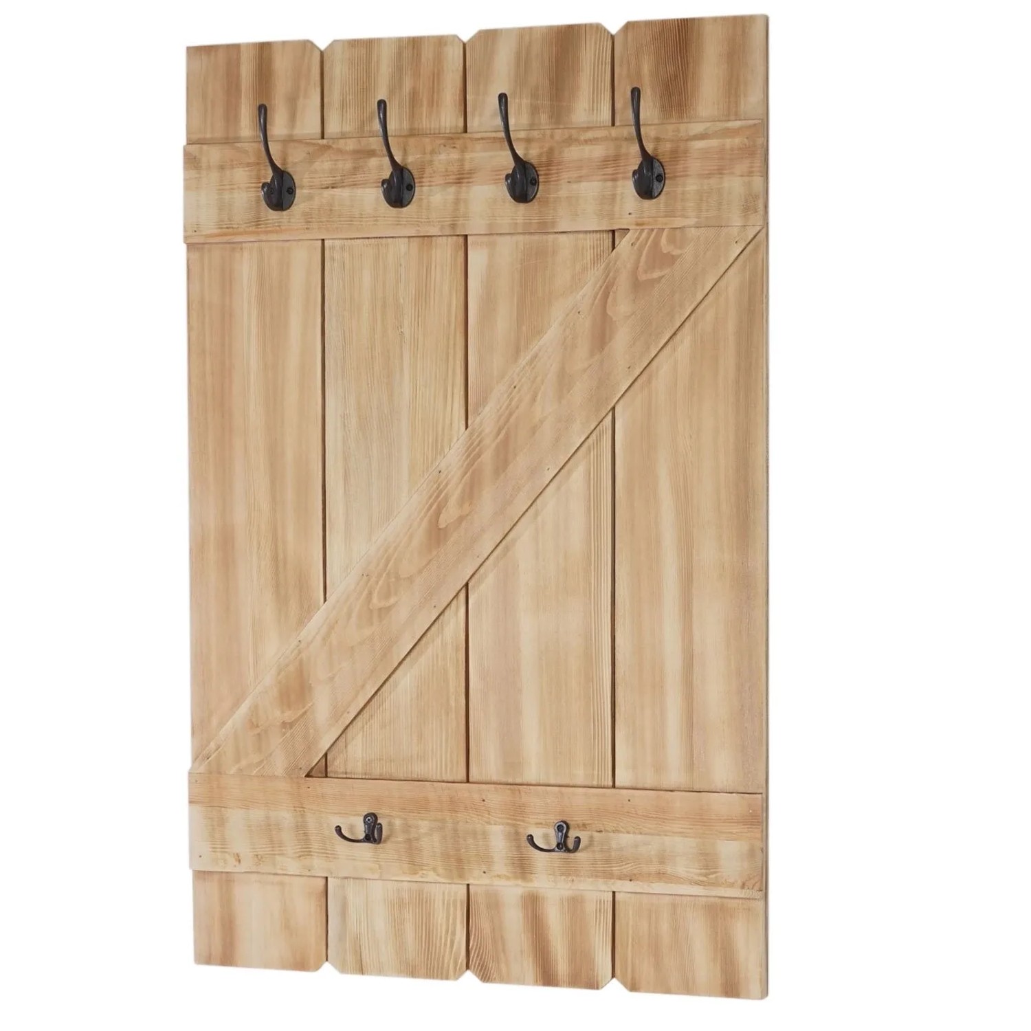 BERLINLODGE Wandgarderobe 91x60x10cm 6 Haken Kiefer_7