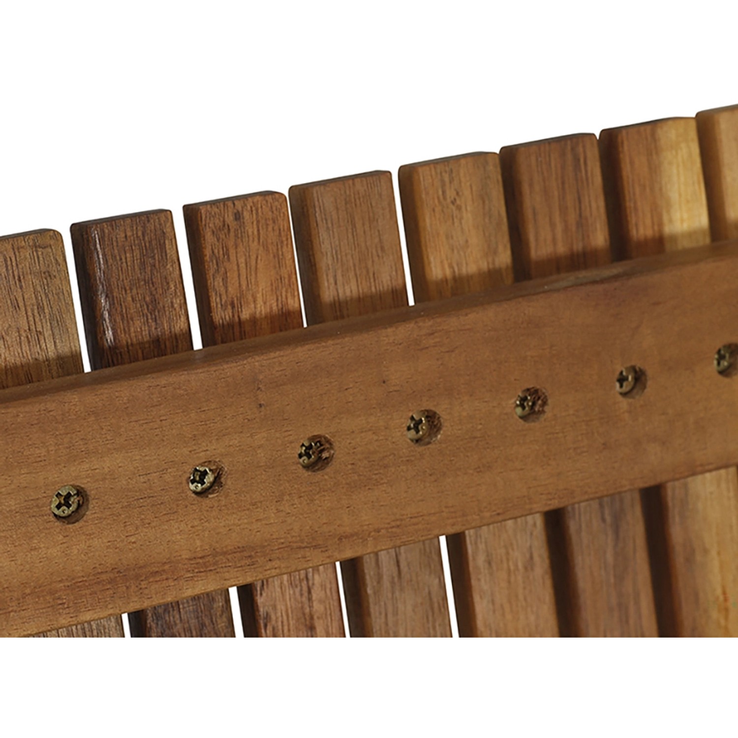 Detailansicht der Siena Garden Bank Falun aus Akazienholz, beige, mit Schrauben.