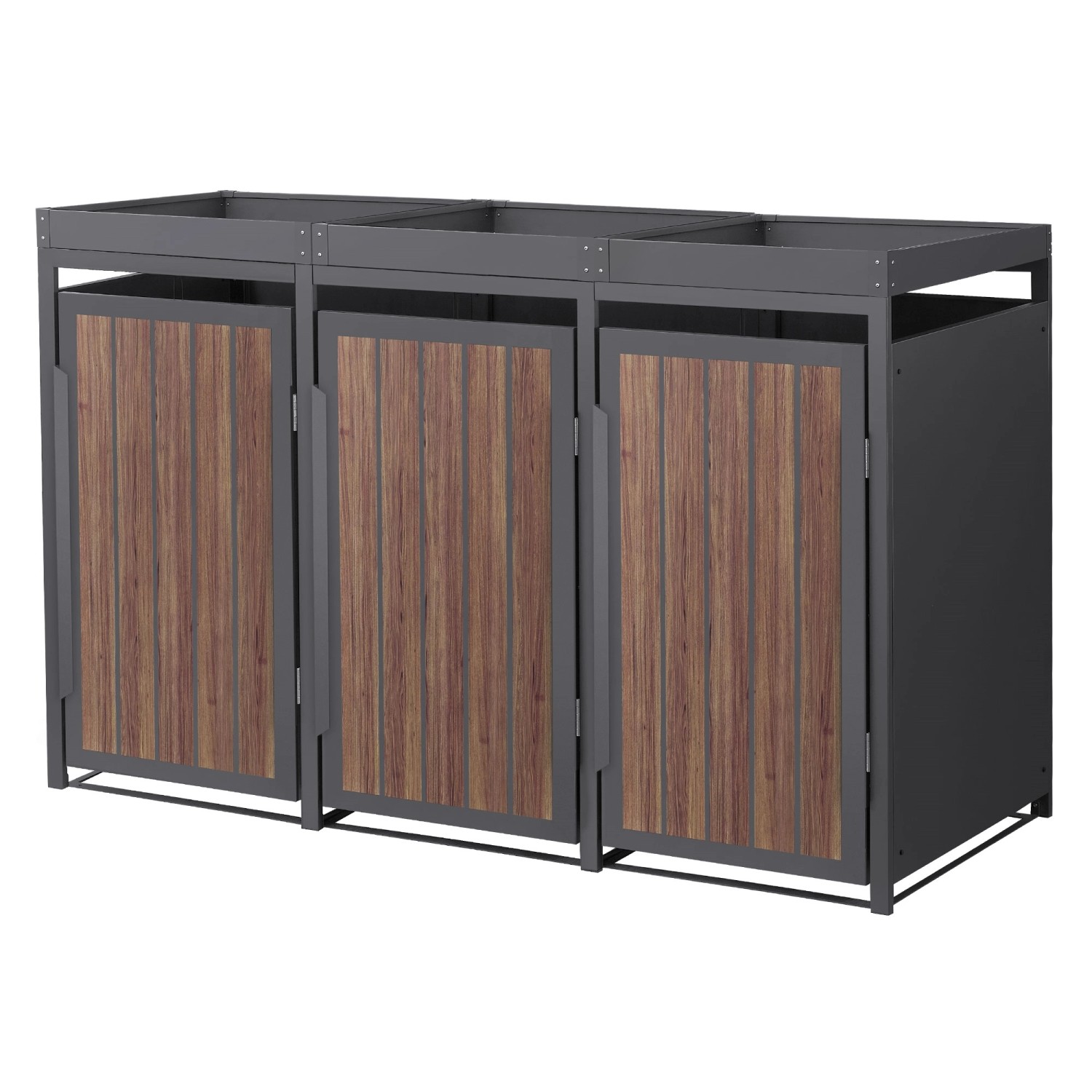 ML-Design Mülltonnenbox 3Er mit Pflanzdach Anthrazit-Holzoptik 240L günstig online kaufen