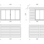 Skizze: Palmako Holz-Gartenhaus Pultdach, 420x320 cm, Maße und Ansichten.