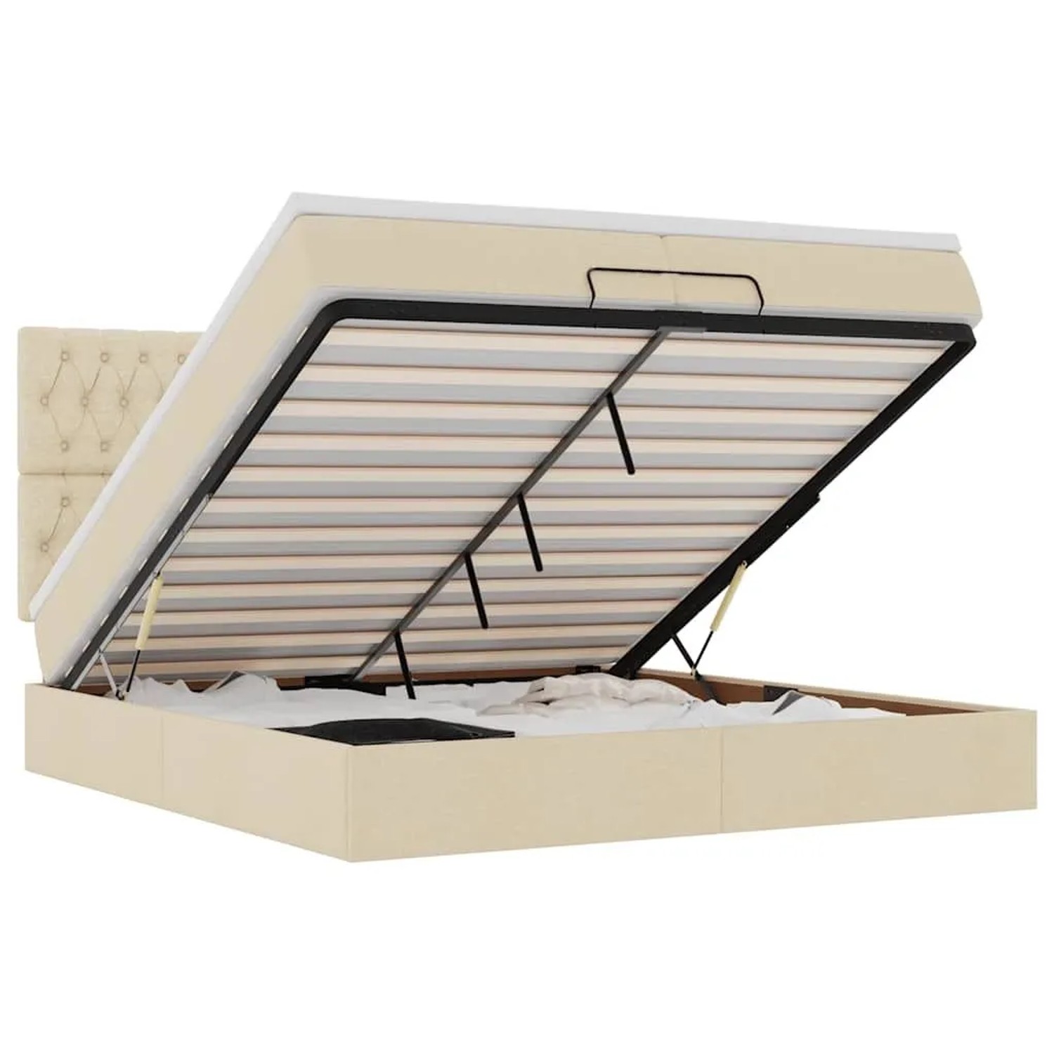 Thumbnail - vidaXL Ottoman-Bett mit Matratzen Creme 200x200 cm Stoff 3313270