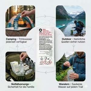 JUNG Oasis Wasseraufbereitung Tabletten für Camping, Outdoor, Wandern & Notfälle. Sicheres Trinkwasser durch Entkeimung.