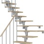 Dolle Mittelholmtreppe Cork, Ahornstufen, perlgraues Geländer, gewendelte Innentreppe.