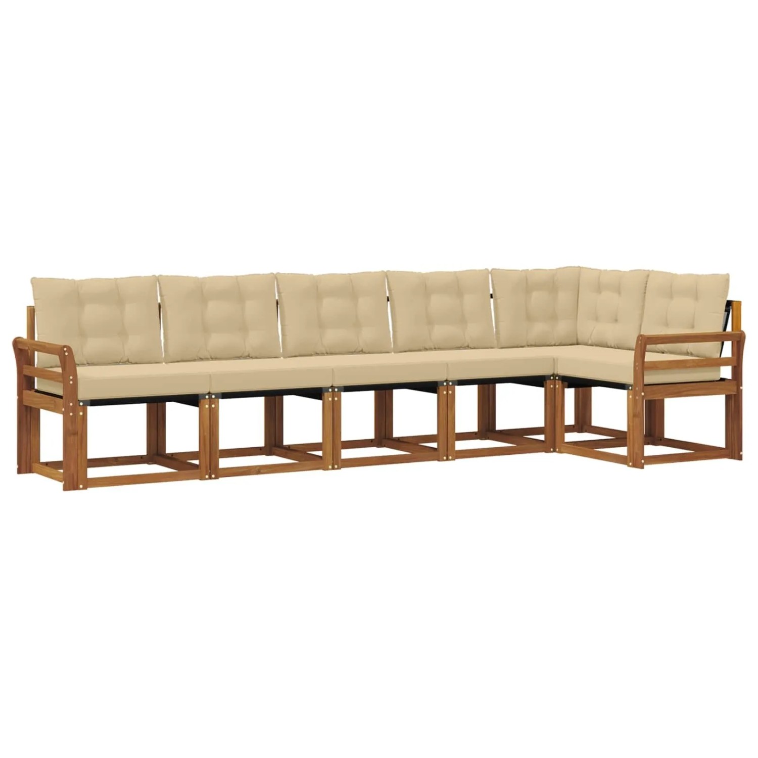 vidaXL Outdoor-Sofagarnitur mit Kissen 6-Tlg Natur und Beige 3368716
