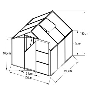 Floraworld Gewächshaus Grow I mit Dachfenster 190 cm x 190 cm x 193 cm